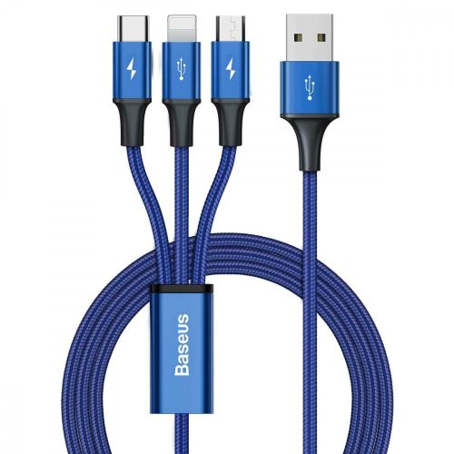 Baseus Univerzális kábel, Rapid 3-in-1, USB - Type-C / Lightning / micro USB, 1.2m, kék CAJS000003
