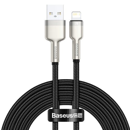 Baseus Lightning kábel, Cafule Series Metal adatkábel, 2.4A, 2m, Fekete CALJK-B01
