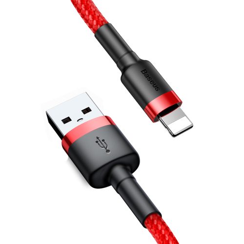 Baseus Cafule Nylon harisnyázott USB/Lightning kábel QC3.0 1.5A 2m piros CALKLF-C09