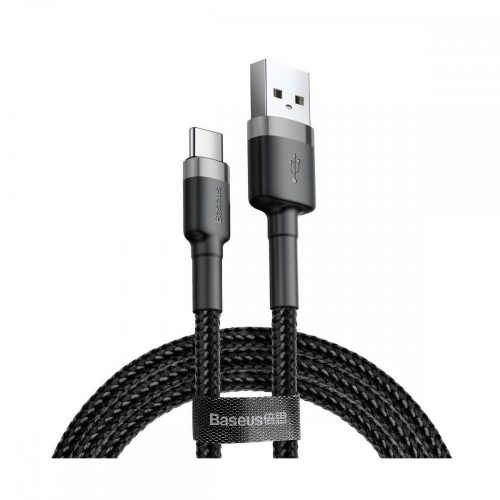Baseus Type-C (USB-C) kábel, Cafule, 3A, 1m, szürke-fekete CATKLF-BG1