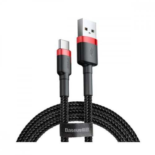Baseus Type-C (USB-C) Cafule kábel, 2A, 3m, piros/fekete CATKLF-U91