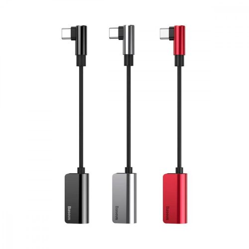 Baseus átalakító, Type-C (USB-C)[apa] - Type-C (USB-C)[anya] + 3.5 mm[anya] L45, piros CATL45-09