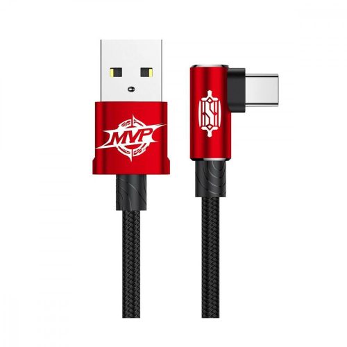 Baseus Type-C (USB-C) kábel, MVP Elbow, L-formájú csatlakozó, 3A, 2m, piros CATMVP-B09