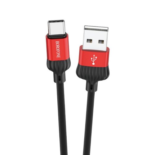 Borofone BX28 USB-C (Type-C)  töltő és adatkábel 1m, 3.0A, Piros/Fekete