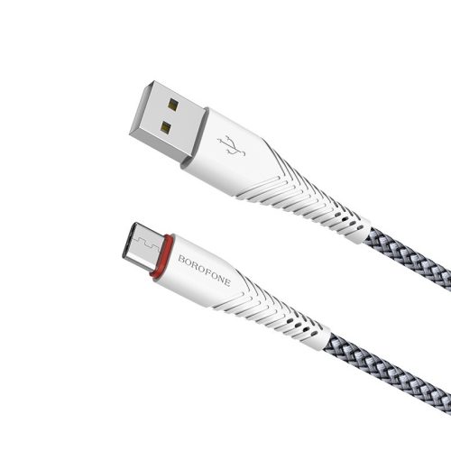 Borofone BX25 USB-C (Type-C)  töltő és adatkábel 1m, 3.0A, fehér, törésgátlóval