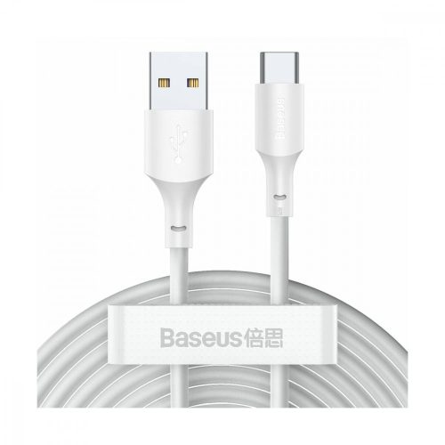 Baseus, Type-C (USB-C) kábel, Simple Wisdom, (2db/ csomag) 5A, 1.5m, fehér TZCATZJ-02