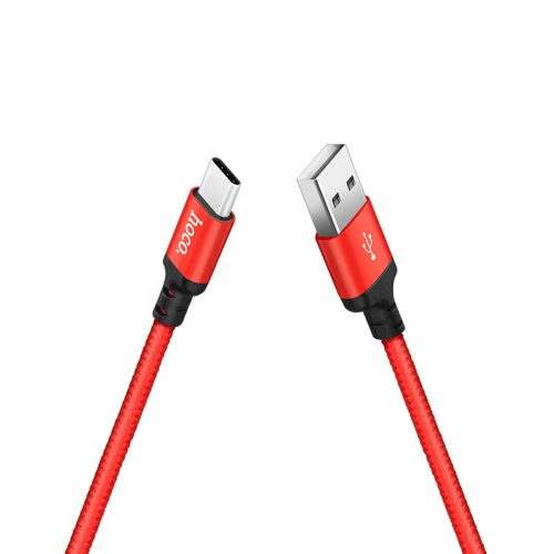 HOCO X14 USB-C(Type-C), töltő és adatkábel 1 méter, piros-fekete, 2.1A