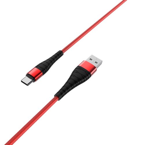 Borofone BX32 USB-C (Type-C)  töltő és adatkábel 1m, 5.0A, piros, törésgátlóval