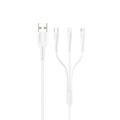 USAMS SJ367 U35 3in1 kábel, USB-C(Type-C) - Lightning,  microUSB, 2.0A, 1 méteres, fehér