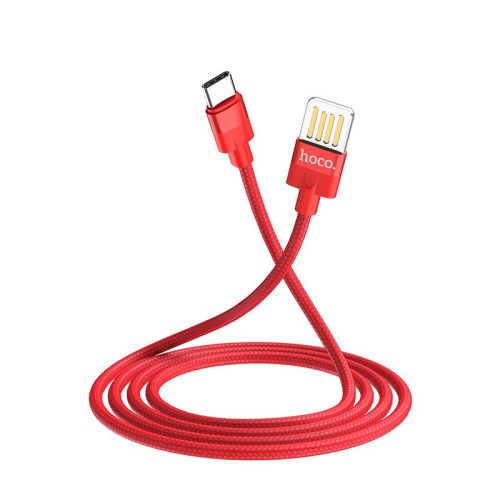 HOCO U55 USB-C (Type-C) kétoldali töltő és adatkábel, 1,2 méter, 3.0A, piros
